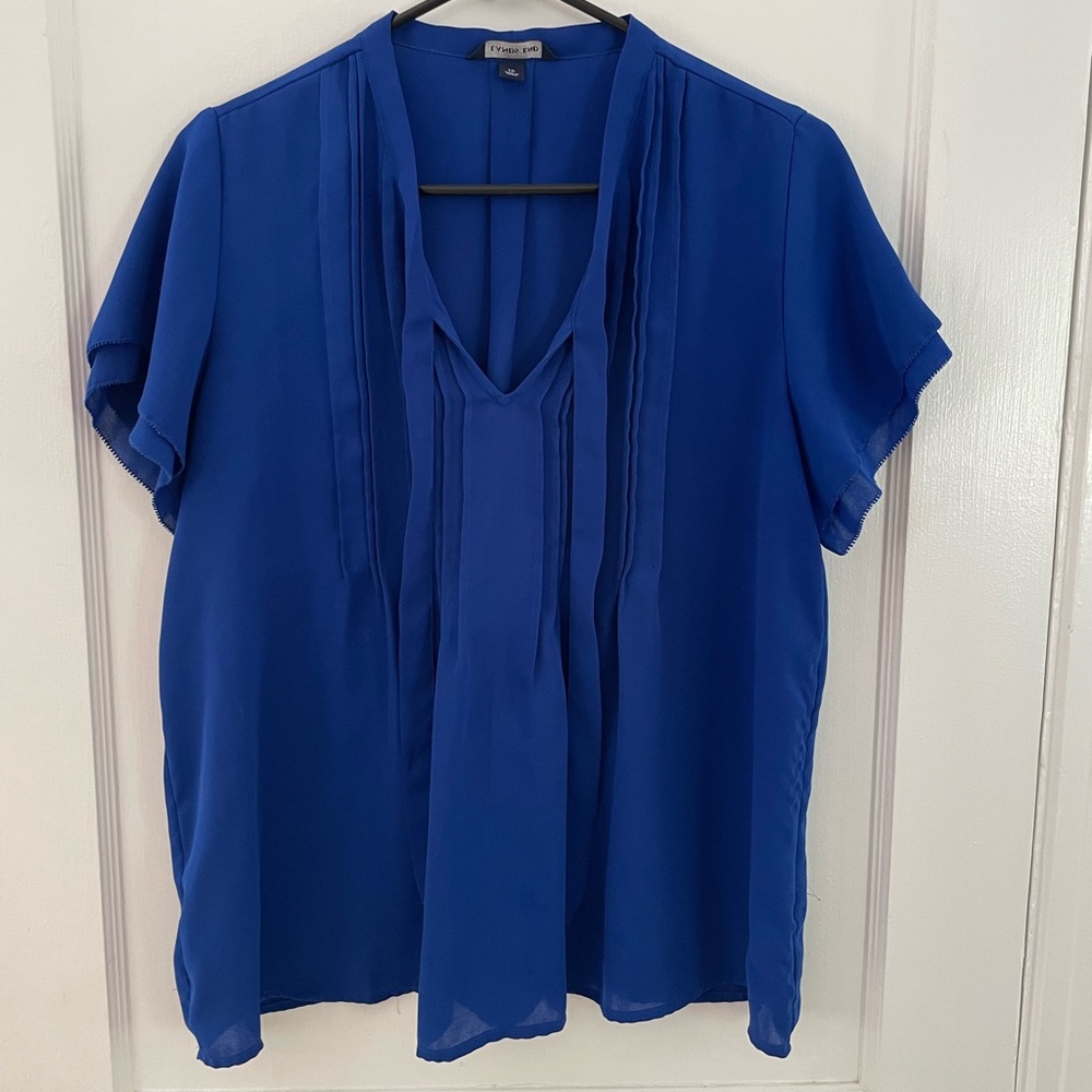 Lands’ End cobalt blue blouse.